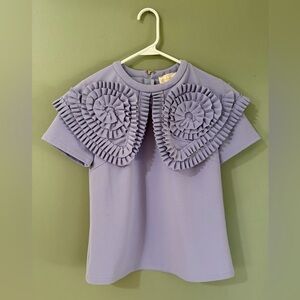 Golden lavender Peter Pan style embroidered blouse size small EUC